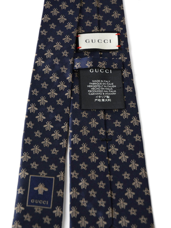GUCCI: ties & bow ties online - Bee and star pattern silk tie