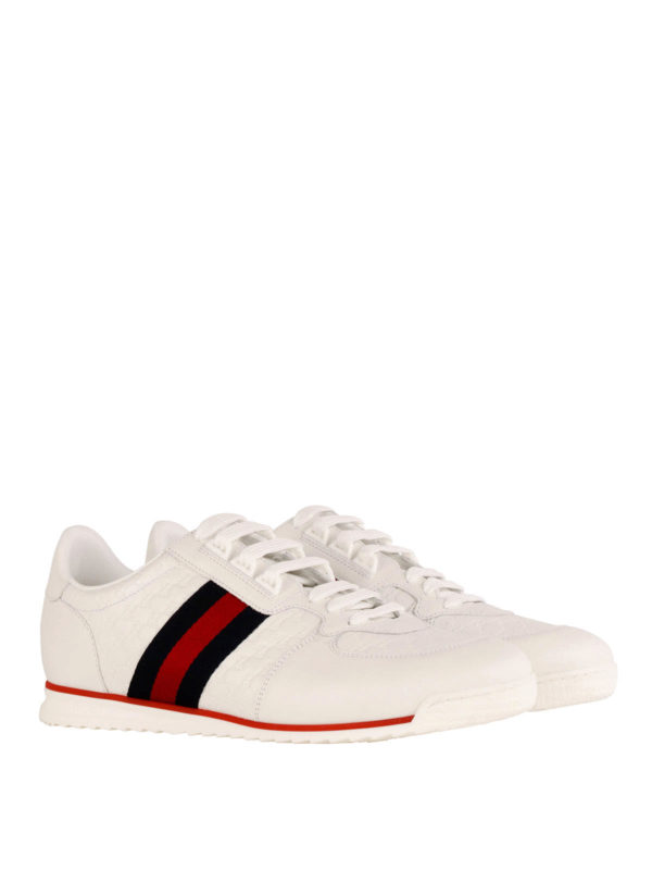 GUCCI: trainers online - Leather web sneakers