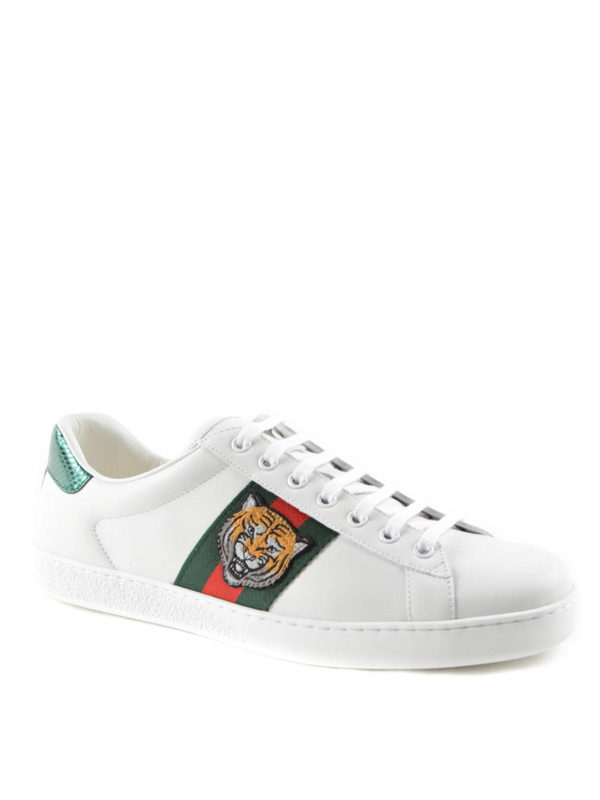 GUCCI: trainers online - Web and tiger patch sneakers