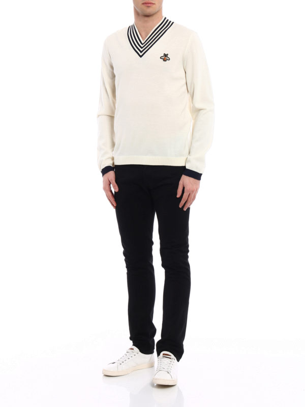 GUCCI: Suéteres con cuello pico online - Suéter Con Cuello De Pico - Blanco