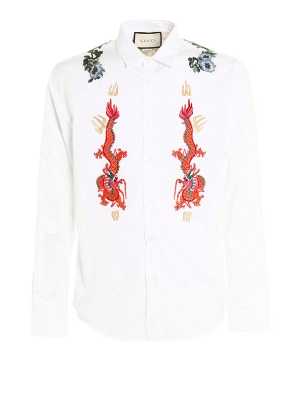 GUCCI: shirts - Embroidered patch shirt