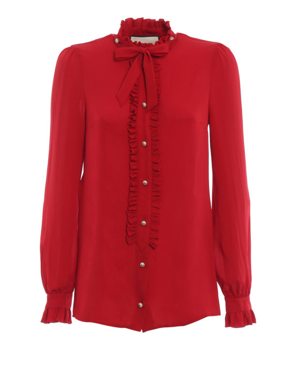 GUCCI: shirts - Frilled inserts silk blouse