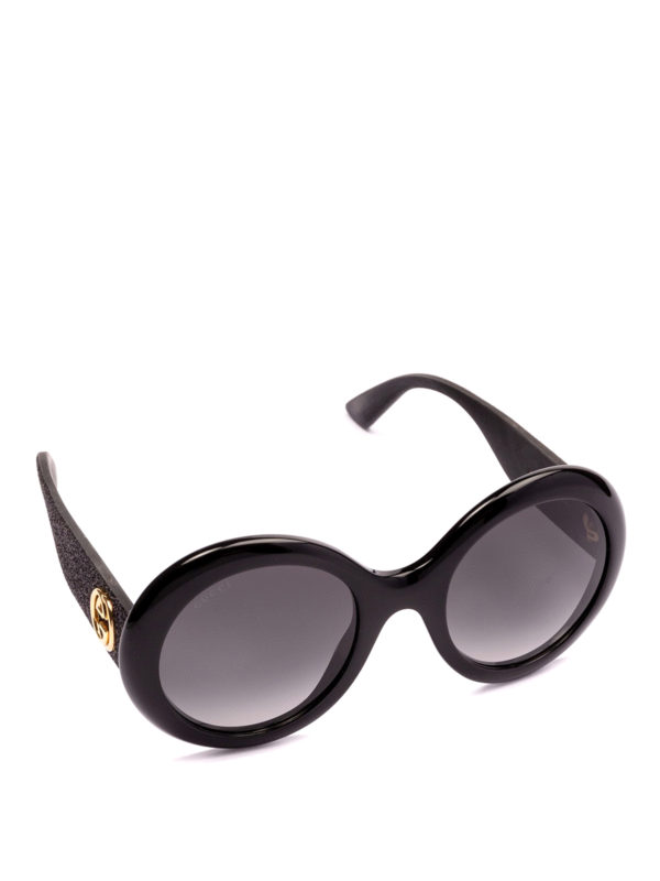 GUCCI: sunglasses - Glitter temples round sunglasses