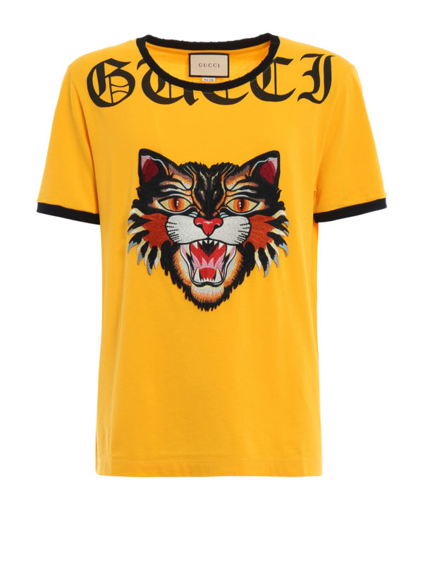 GUCCI: t-shirts - Angry Cat patch T-shirt
