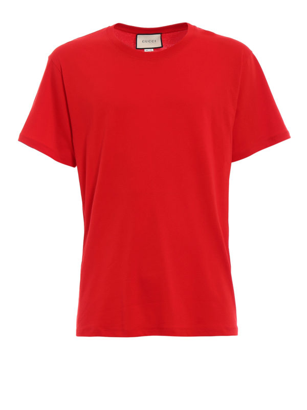 GUCCI: t-shirts - Back logo print red Tee