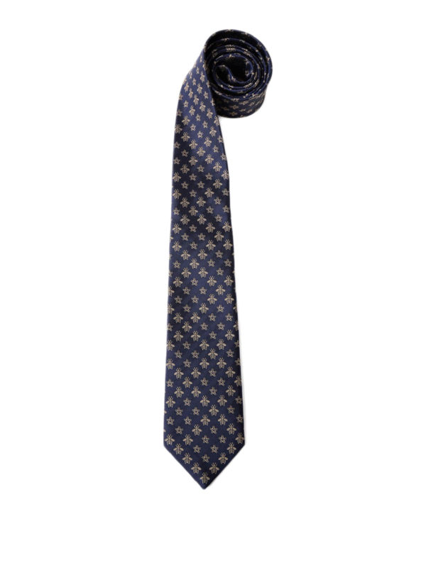 GUCCI: ties & bow ties - Bee and star pattern silk tie
