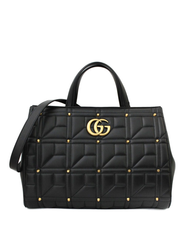 GUCCI: totes bags - Marmont stud leather medium tote