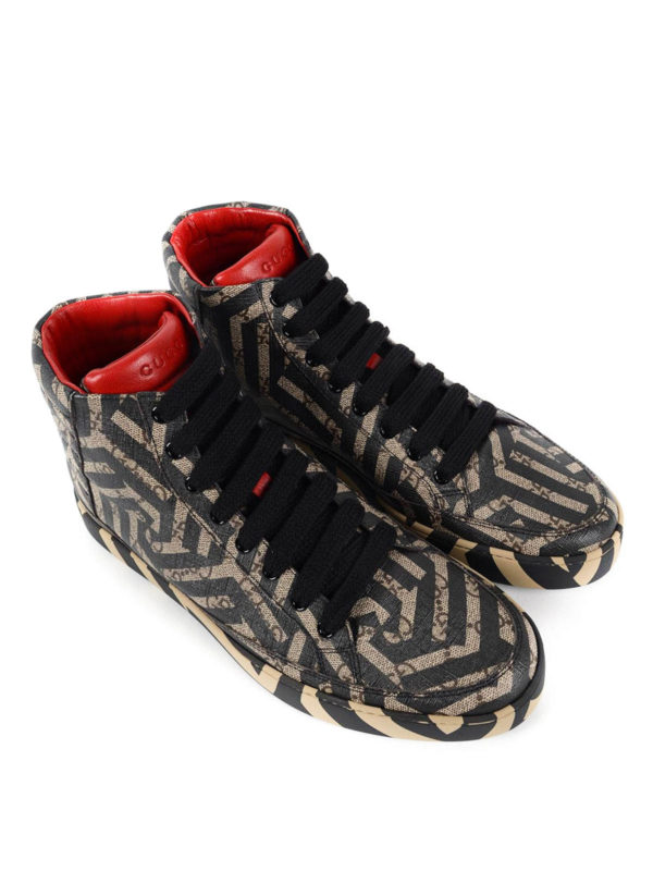 GUCCI: trainers - Printed canvas high top trainers