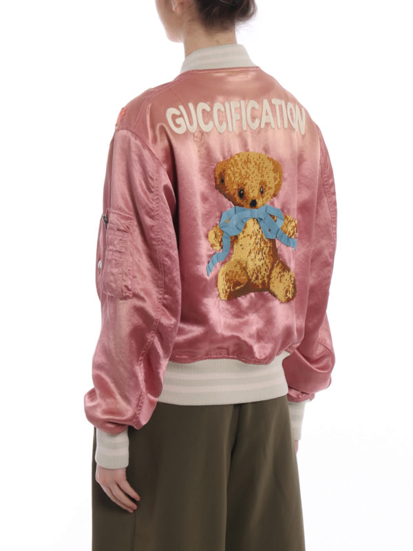 Guccification satin bomber jacket shop online: GUCCI