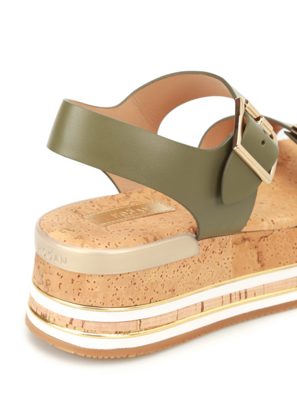 Hogan H354 cork platform leather sandals HXW3540AA40KLAV616