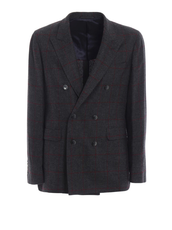 HACKETT: blazers - Check wool double-breasted blazer