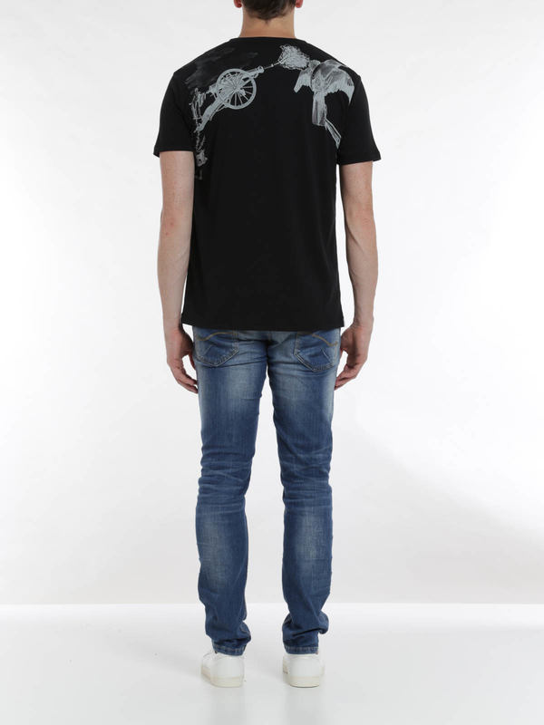 Harness print t-shirt shop online: ALEXANDER MCQUEEN
