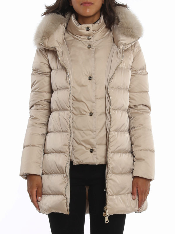 HERNO buy online Fur trim tech taffeta puffer coat