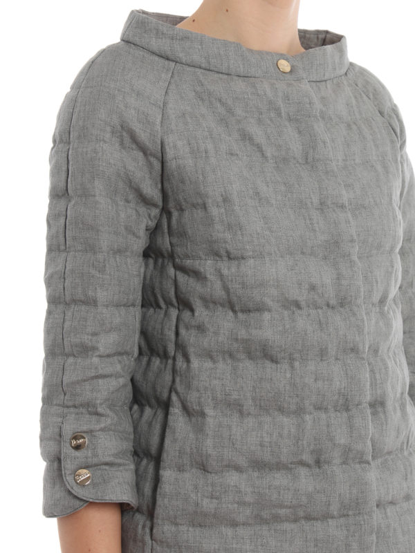 HERNO buy online Grey quilted linen puffer jacket