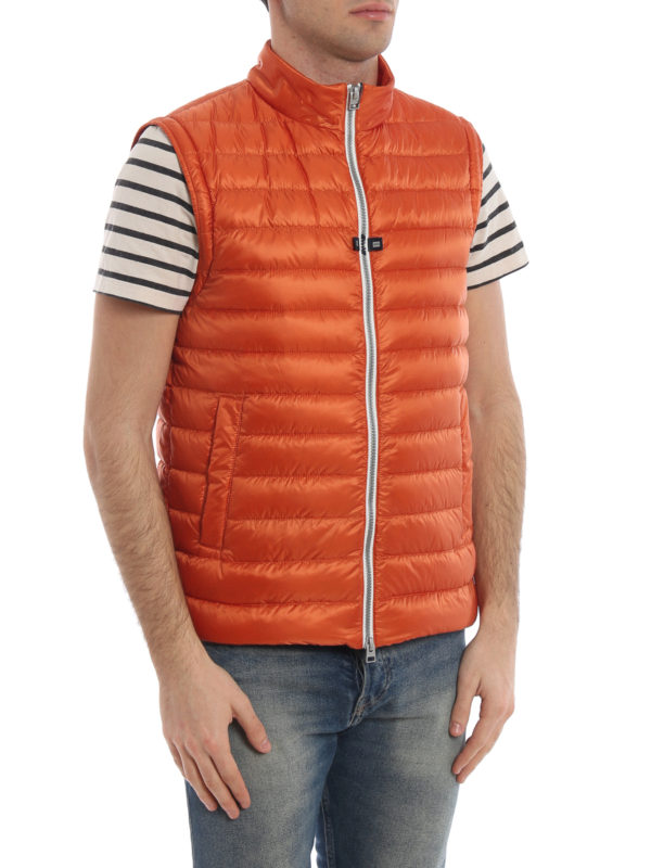 HERNO buy online Orange puffer jacket with removable sleeves