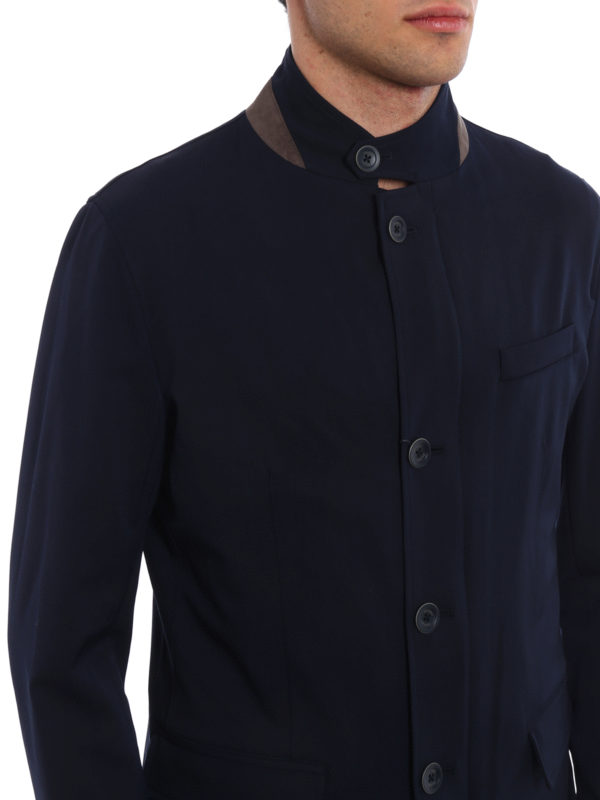 HERNO buy online Water repellent blue wool jacket