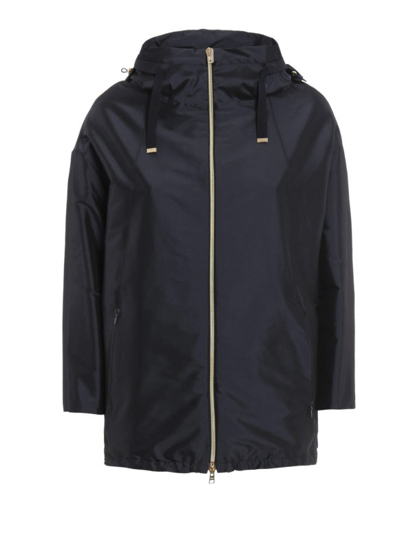HERNO: casual jackets - Egg-shaped satin rain jacket