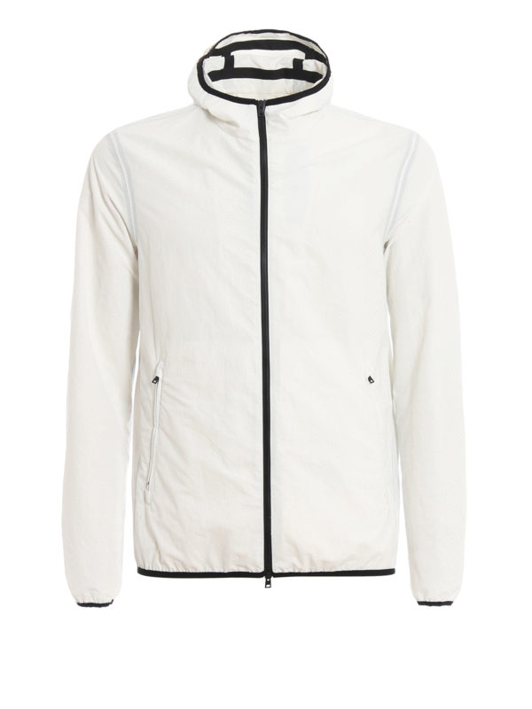 HERNO: casual jackets - Matte plaster tech fabric hooded jacket