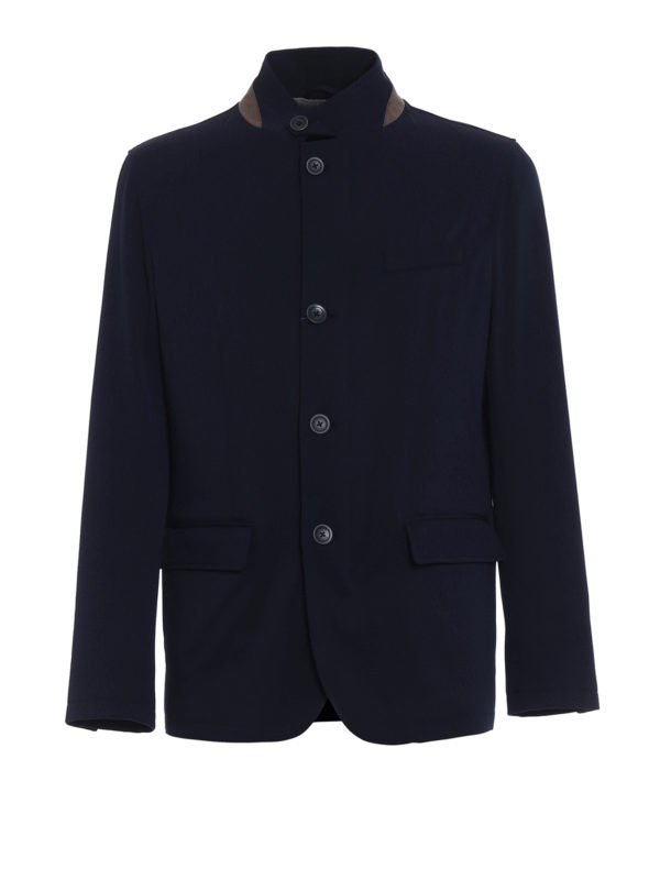 HERNO: casual jackets - Water repellent blue wool jacket