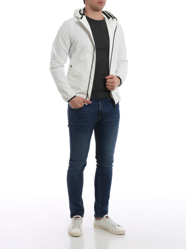 HERNO: casual jackets online - Matte plaster tech fabric hooded jacket