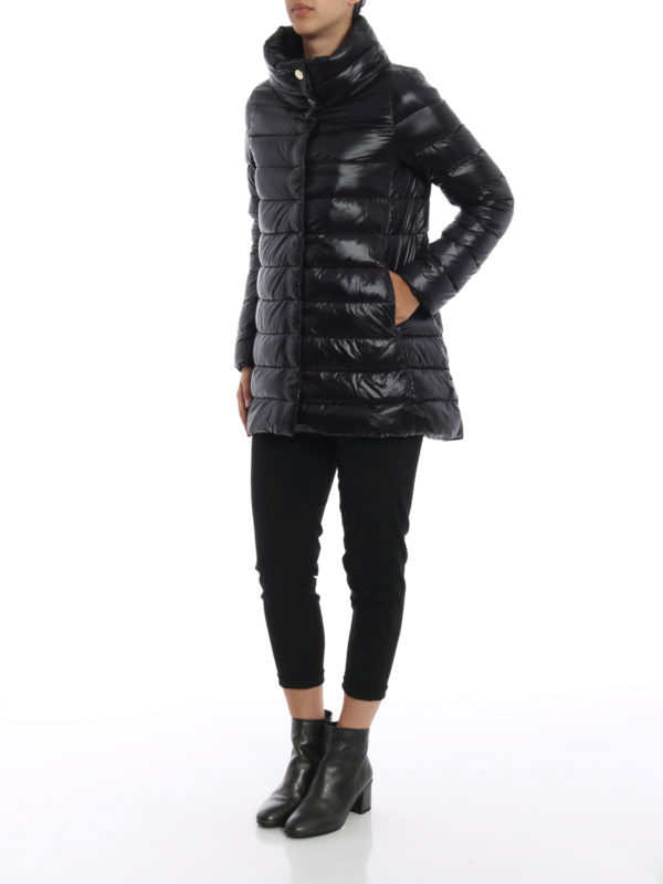 HERNO: padded coats online - Amelia black ultralight down coat