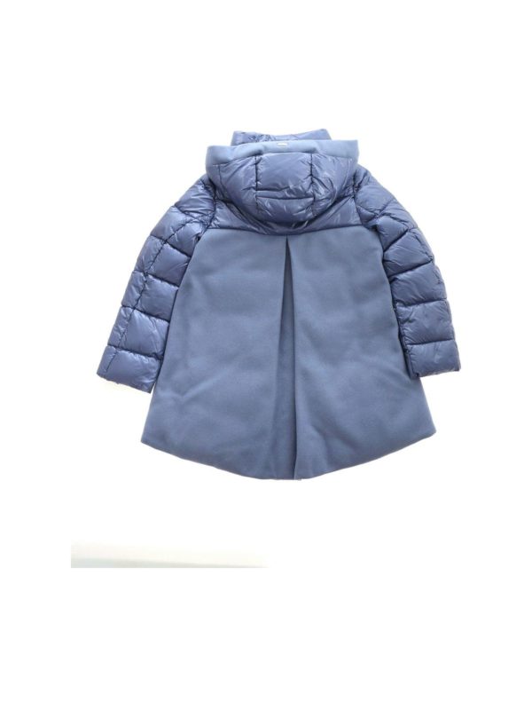 HERNO: padded coats online - Logo quilted down jacket in pale blue color