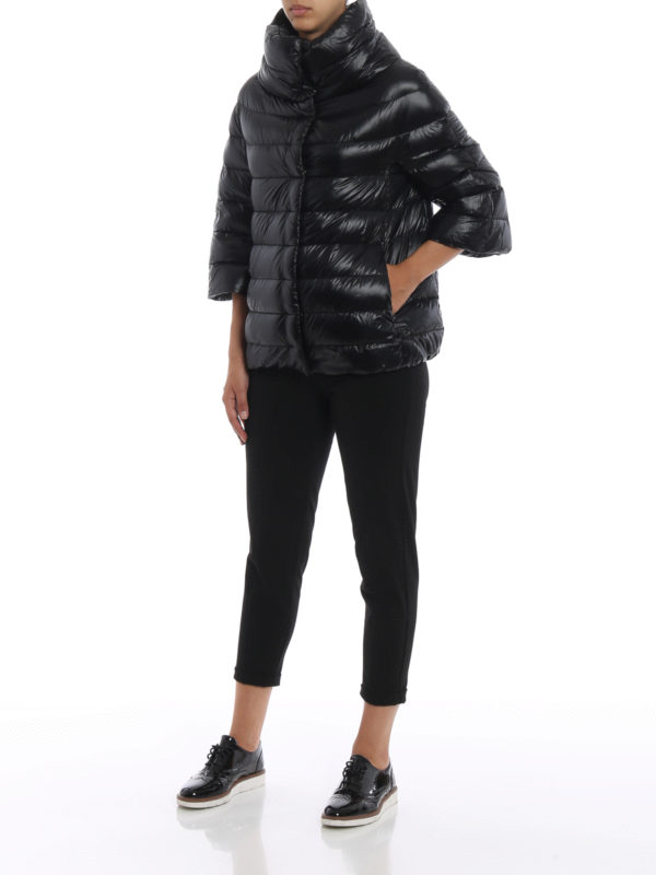 HERNO: padded jackets online - Aminta black nylon padded jacket