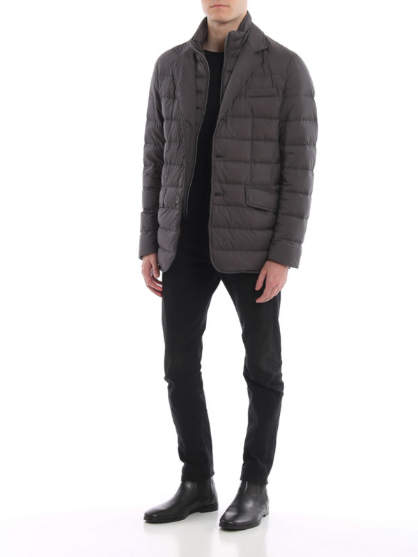 HERNO: padded jackets online - La Giacca dark grey padded blazer