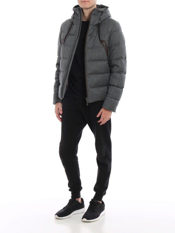 HERNO: padded jackets online - Laminar wool hooded puffer jacket