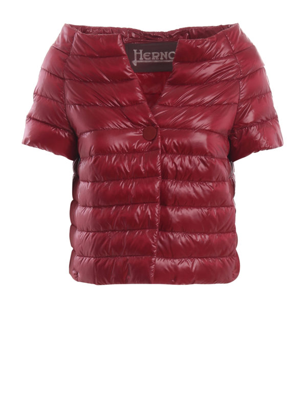 HERNO: padded jackets - Cropped short sleeve puffer jacket