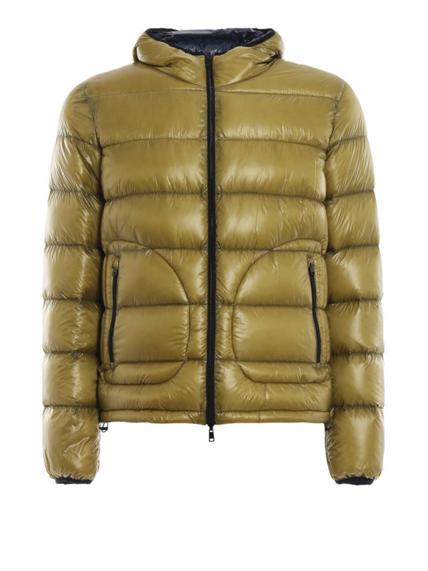 HERNO: padded jackets - Dark yellow and blue double puffer jacket