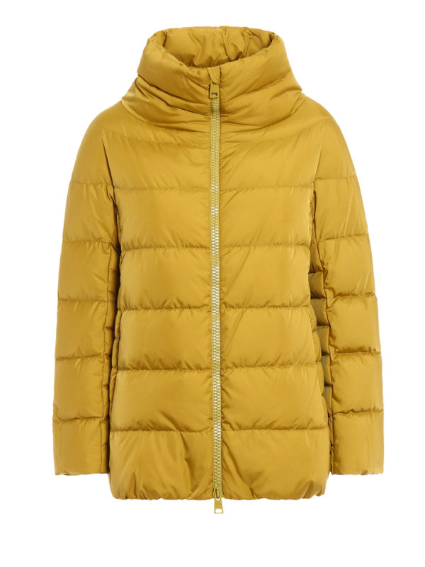 HERNO: padded jackets - Lightweight yellow puffer jacket