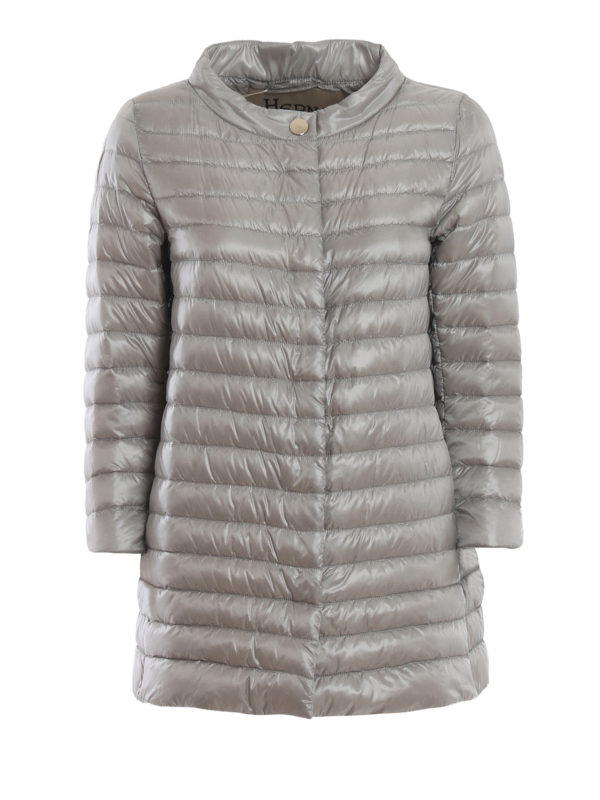 HERNO: padded jackets - Rossella grey long puffer jacket