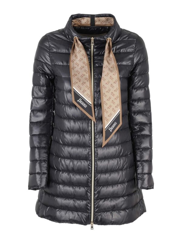 HERNO: padded jackets - Short puffer jacket scarf