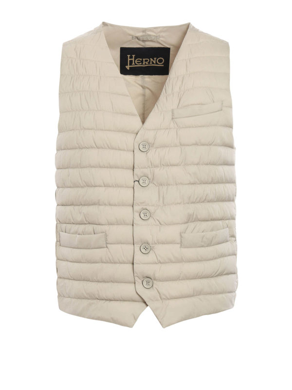 HERNO: Kurze Daunenjacken - Weste Fur Herren - Hellbeige