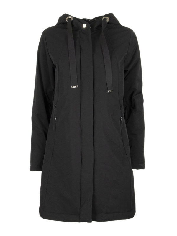 HERNO: parka - Parka nero con maxi coulisse