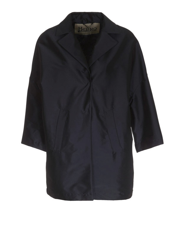 HERNO: short coats - Tech fabric egg shaped coat