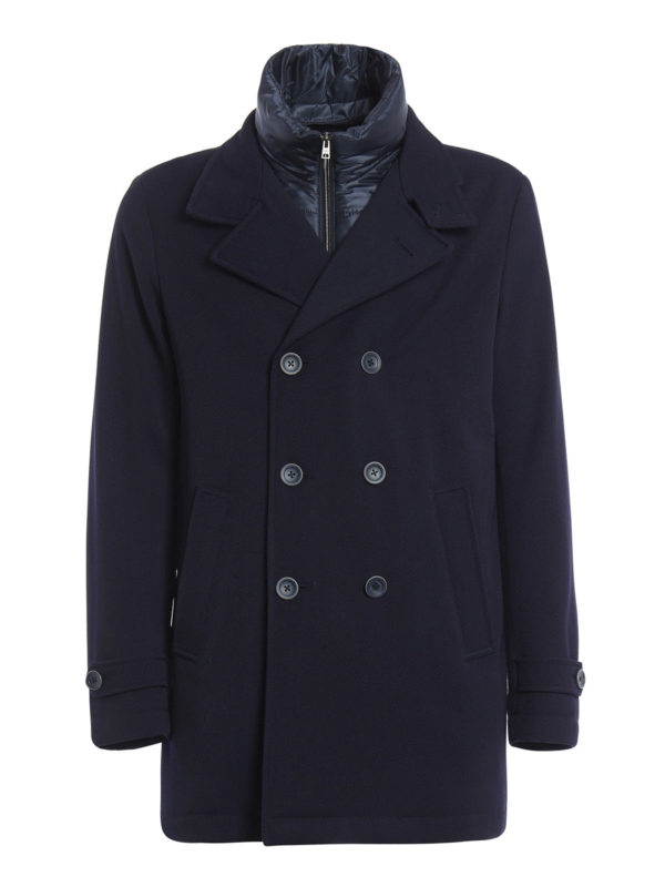 HERNO: short coats - Wool and nylon peacoat