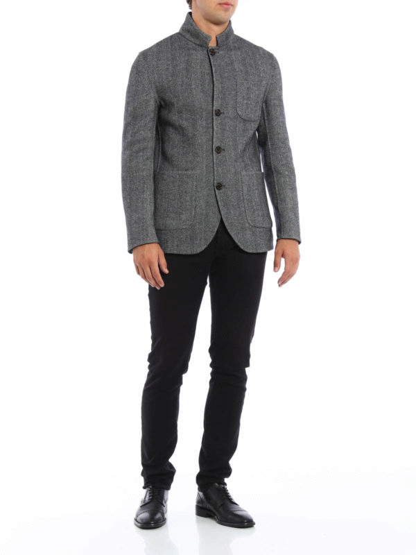 Herringbone wool jacket shop online: BRUNELLO CUCINELLI