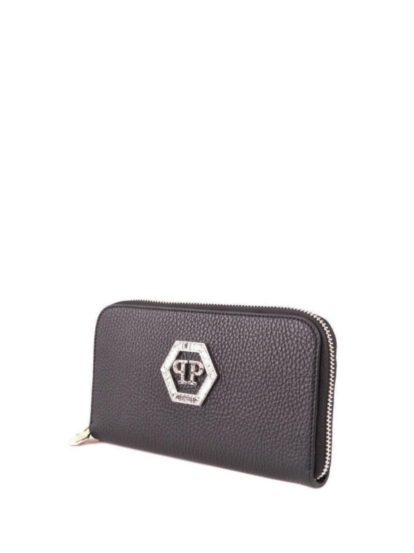 Hexagonal logo plaque wallet shop online: PHILIPP PLEIN