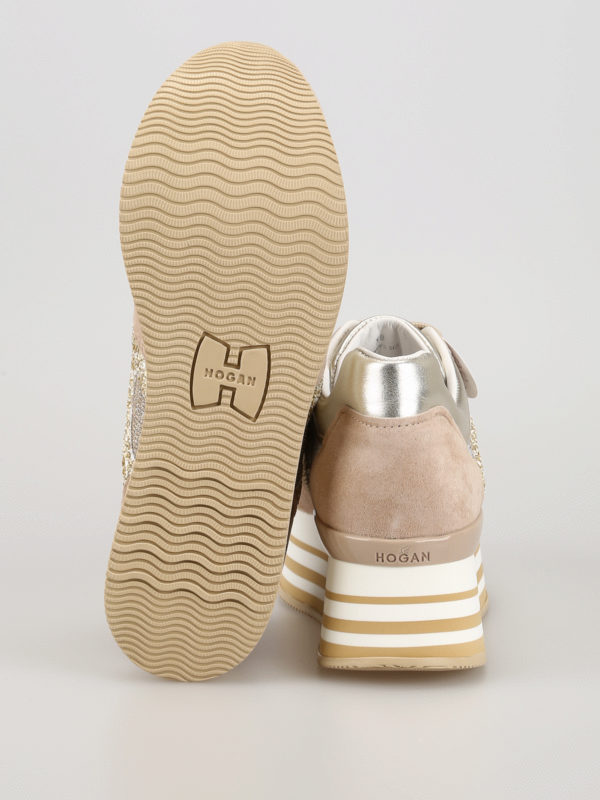 HOGAN buy online Sneaker beige con glitter e maxi suola