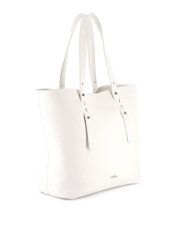 Hogan Grained leather tote - White - Women | KBW018A0400KBCB001