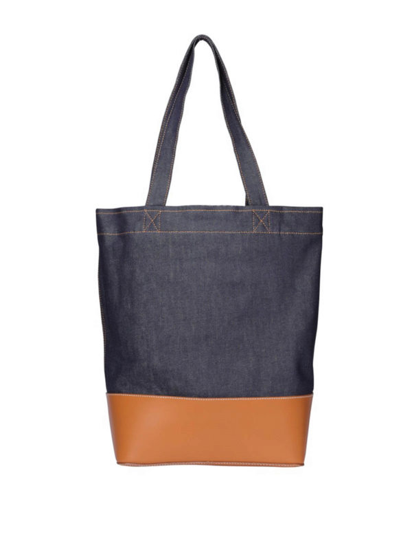 iKRIX A.P.C.: totes bags - Axel denim and leather shopping bag