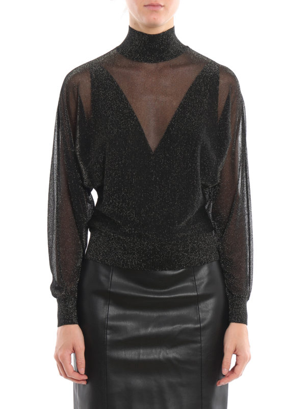 iKRIX ALBERTA FERRETTI: Turtlenecks & Polo necks - Shiny lurex see-through black turtleneck