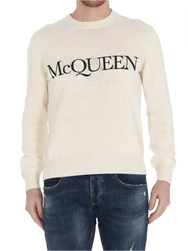 iKRIX ALEXANDER MCQUEEN: Suéteres con cuello pico - Suéter Cuello Redondo - Blanco