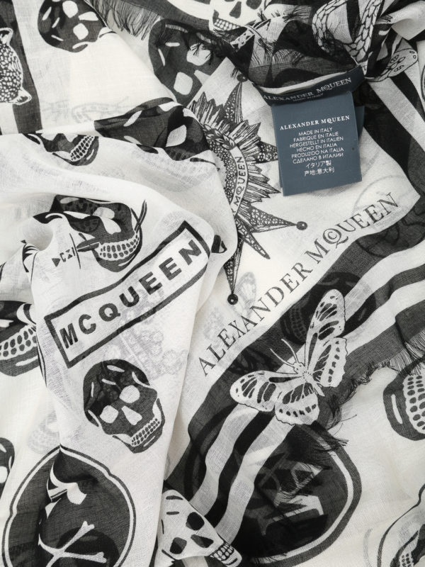 Alexander Mcqueen Sciarpa in seta e modal con teschi 4589333881Q9260