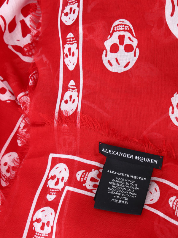 iKRIX ALEXANDER MCQUEEN: scarves - Skull patterned red scarf