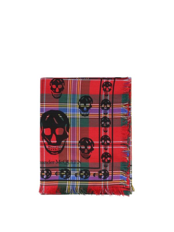 iKRIX ALEXANDER MCQUEEN: scarves - Skull silk blend tartan scarf