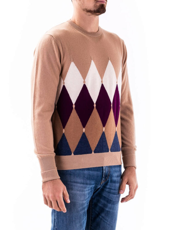 Ballantyne Cashmere argyle jumper Camel Men R2P00012KA894127