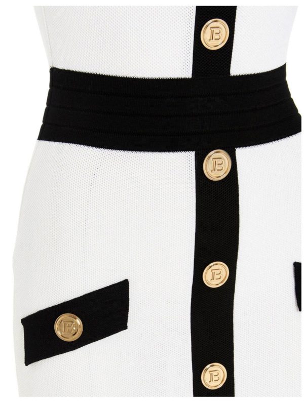 iKRIX Balmain: short dresses - Buttoned dress in white and black